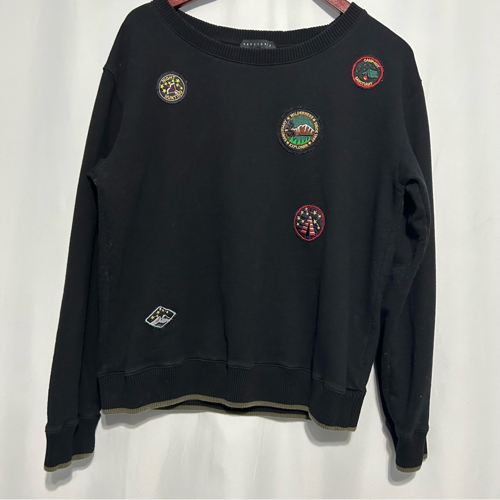 Sanctuary X Revolve Women’s Scout Sweatshirt Size Med Black Crew Neck